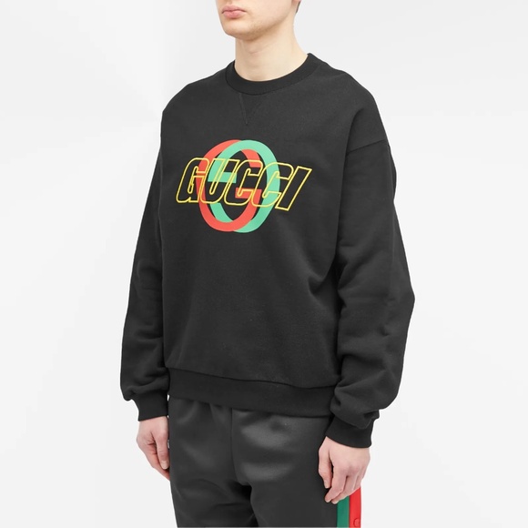 size S Gucci GG Interlocking Logo Crewneck Sweatshirt with embroidery Black - Picture 2 of 9
